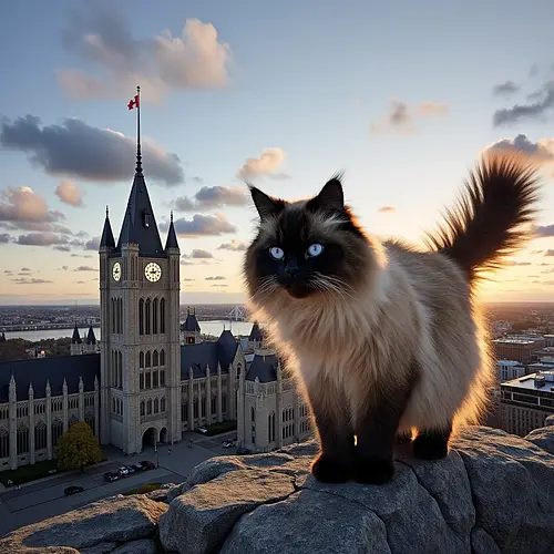 AI-generated pet image with Ottawa Parliament backdrop