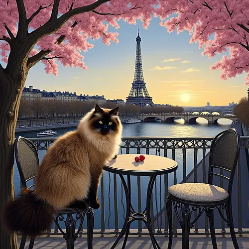 AI-generated pet image with Eiffel Tower