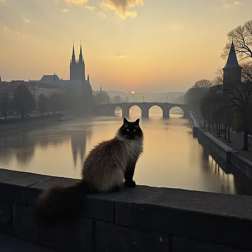 AI-generated pet image on Charles Bridge