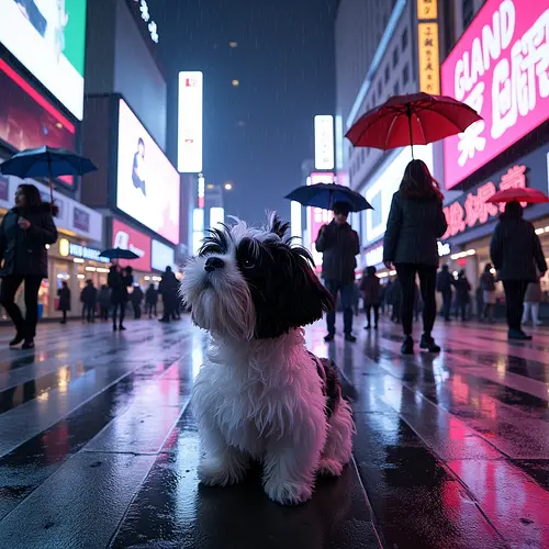AI-generated pet image at Shibuya Crossing