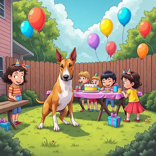 AI pet image with birthday decorations