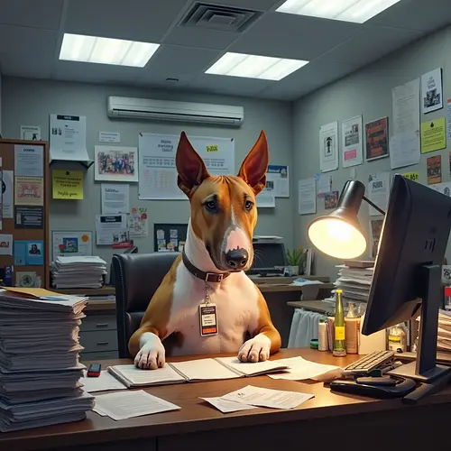 AI image of a pet dressed for their first job