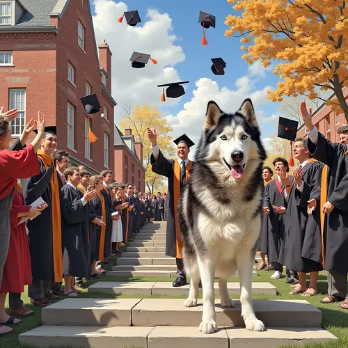 AI pet image with graduation cap and diploma theme