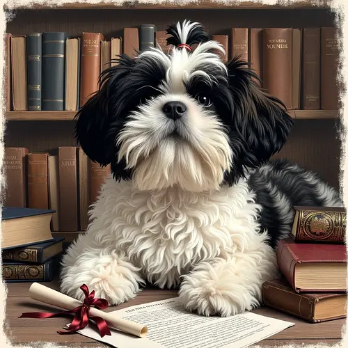 AI pet image with graduation cap and diploma theme