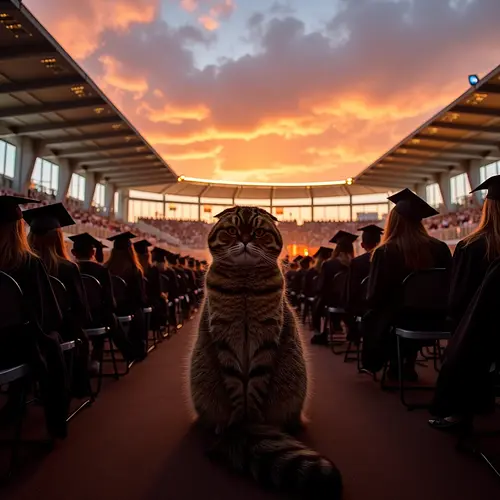 AI pet image with graduation cap and diploma theme