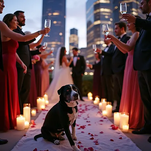 AI pet image styled for a wedding