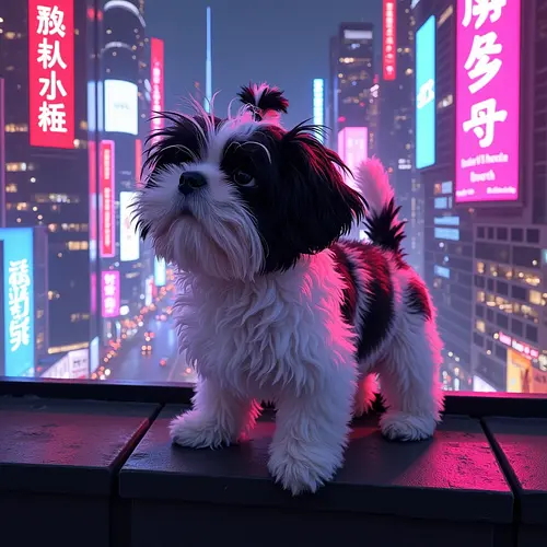 AI image of a pet in city skyline