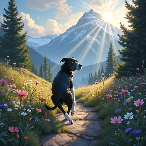 AI image of a pet in mountains