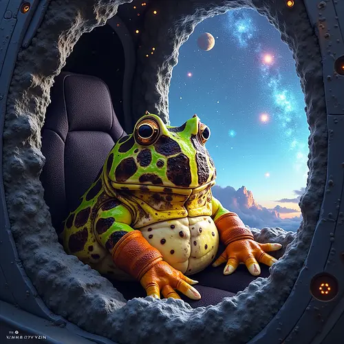 AI image of a pet in outer space