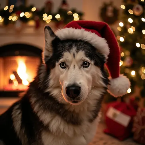 AI-generated Christmas pet portrait