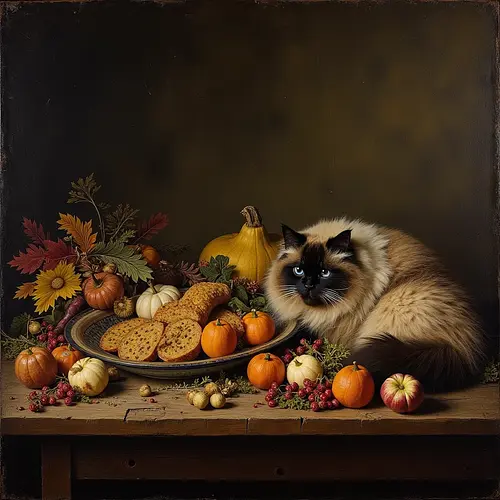 AI-generated Thanksgiving pet portrait