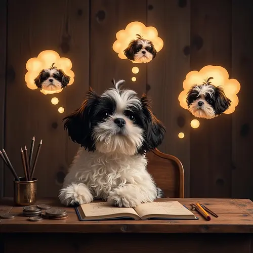 AI portrait of a dog with price comparison
