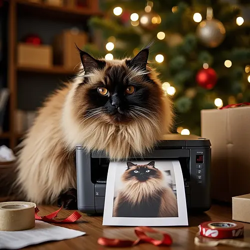 AI pet art being unwrapped as a gift