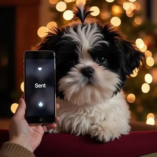 AI pet art being unwrapped as a gift
