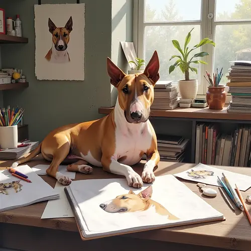 AI image of a dog turned into art
